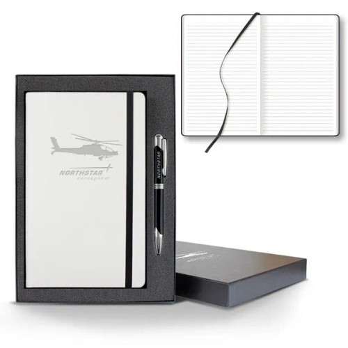 White Laser Medio Lined White Page Journal Gift Set