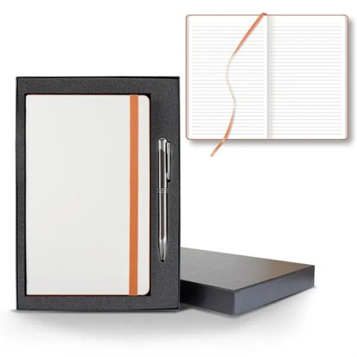 White Laser Medio Lined White Page Journal Gift Set