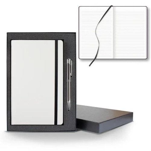 White Laser Medio Lined White Page Journal Gift Set