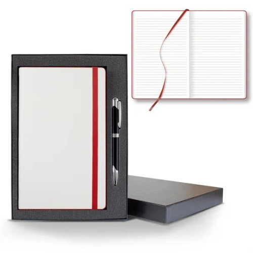 White Laser Medio Lined White Page Journal Gift Set