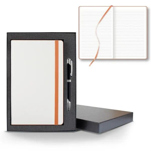 White Laser Medio Lined White Page Journal Gift Set