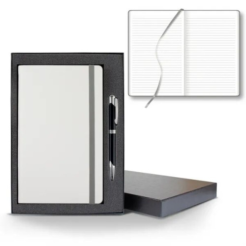 White Laser Medio Lined White Page Journal Gift Set