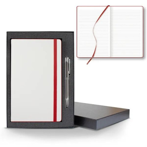 White Laser Medio Lined White Page Journal Gift Set