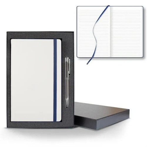 White Laser Medio Lined White Page Journal Gift Set