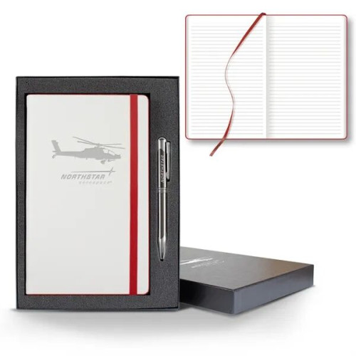 White Laser Medio Lined White Page Journal Gift Set