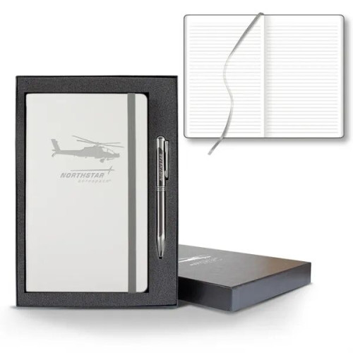 White Laser Medio Lined White Page Journal Gift Set