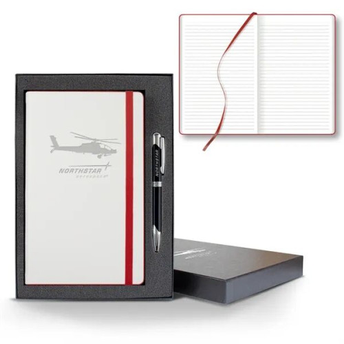 White Laser Medio Lined White Page Journal Gift Set