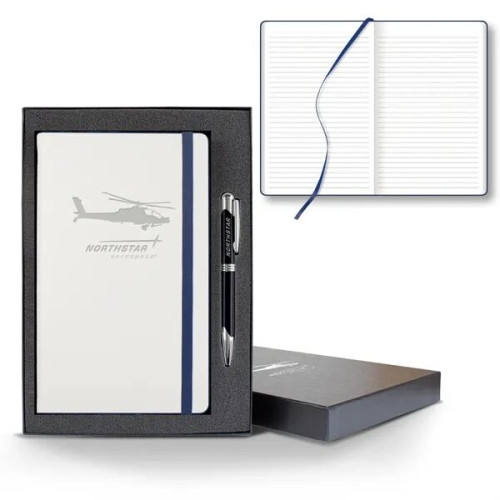 White Laser Medio Lined White Page Journal Gift Set