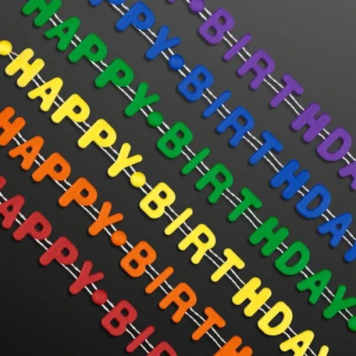 Happy Birthday Beads Necklaces with Cake Medallion (NO LED)