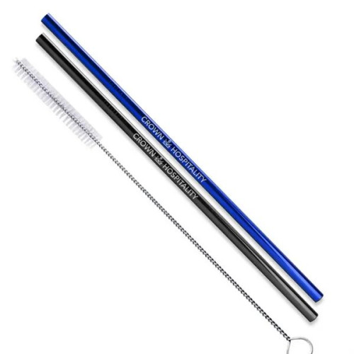 Set of 2 Straight Stainless Steel Straws