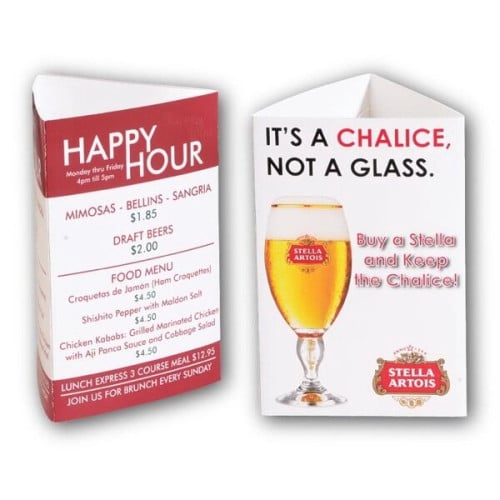 Small 3-Sided 11 pt. Glossy Table Tent