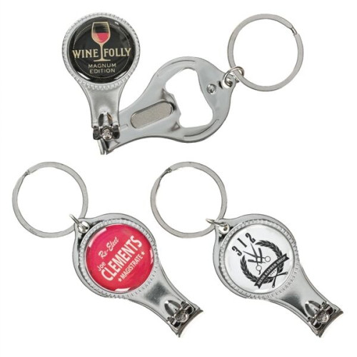 Round Nail Clipper With Bottle Opener Keyring