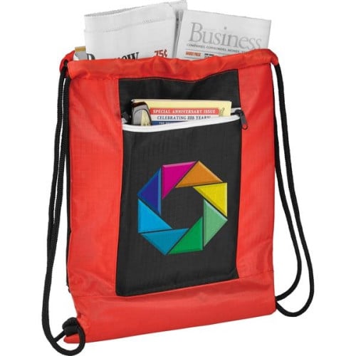 Zippered Ripstop Drawstring Bag