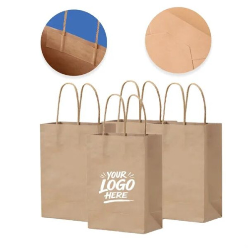 Kraft Gift Bags Handles Retail Shopping Paper Pack