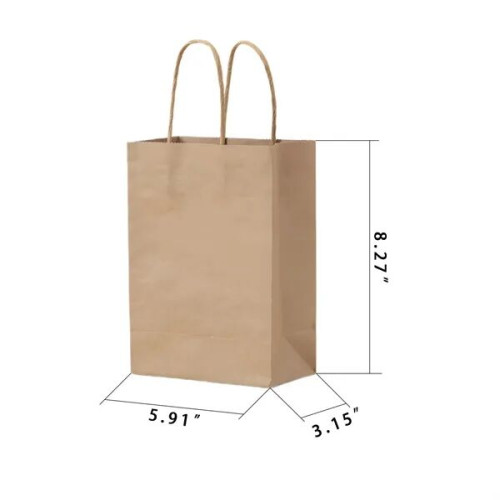 Kraft Gift Bags Handles Retail Shopping Paper Pack
