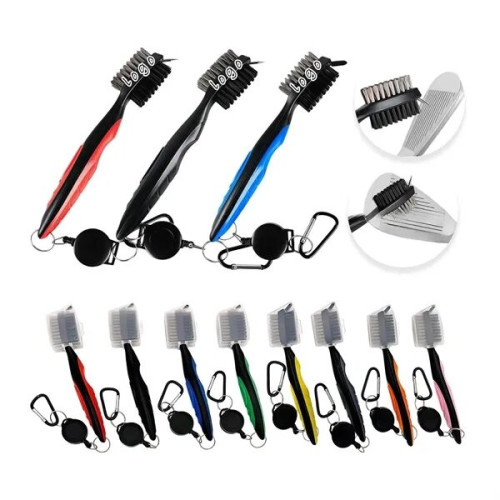 Retractable Golf Brush Dual Head Groove Cleaner