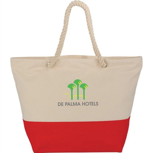 Zippered 12oz Cotton Canvas Rope Tote