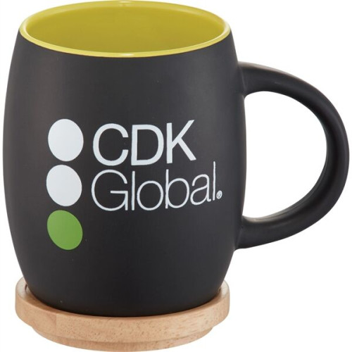 Hearth Ceramic Mug with Wood Lid/Coaster 15oz