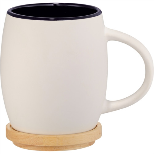 Hearth Ceramic Mug with Wood Lid/Coaster 15oz
