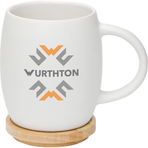 Hearth Ceramic Mug with Wood Lid/Coaster 15oz