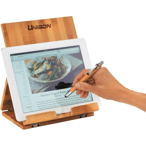 Tablet or Recipe Book Stand with Ballpoint Stylus