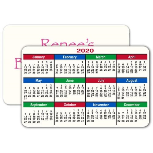 30 mil Plastic Credit Card Size Calendar