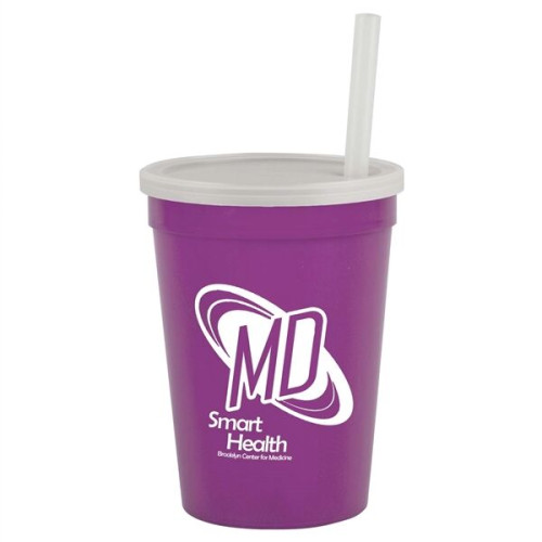 12 oz Cup with Lid & Straw