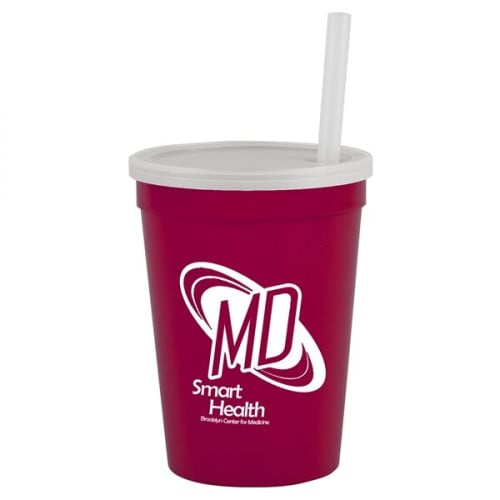 12 oz Cup with Lid & Straw