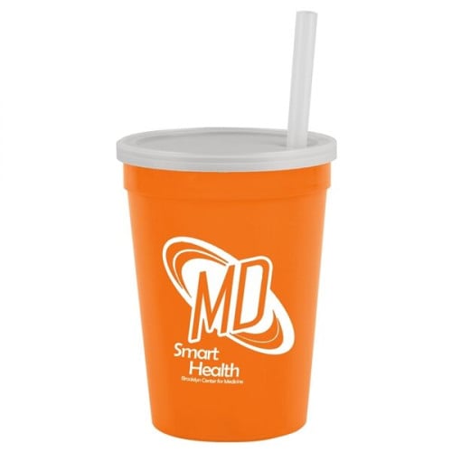 12 oz Cup with Lid & Straw