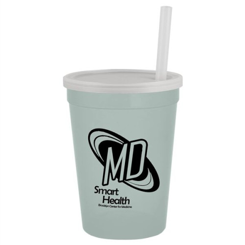 12 oz Cup with Lid & Straw