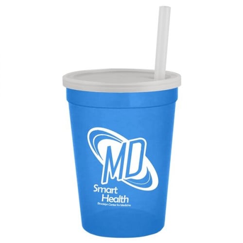 12 oz Cup with Lid & Straw