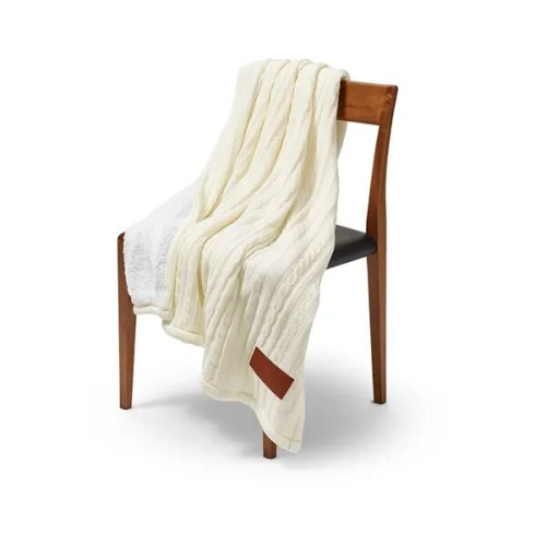 Leeman Cable Knit Sherpa Throw