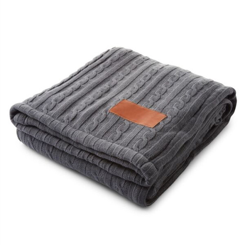 Leeman Cable Knit Sherpa Throw