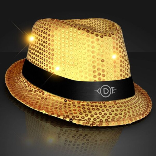 Shiny Single Colored Fedora Hats with Flashing Lights
