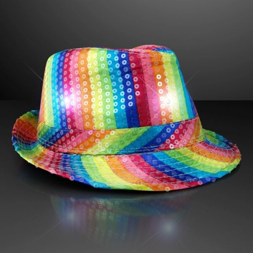 Shiny Single Colored Fedora Hats with Flashing Lights