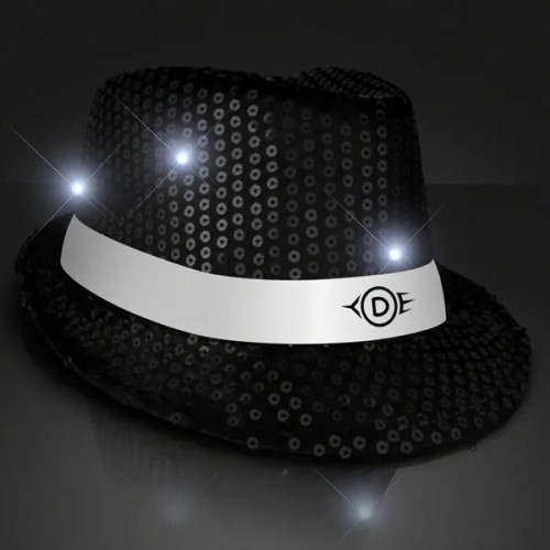 Shiny Single Colored Fedora Hats with Flashing Lights