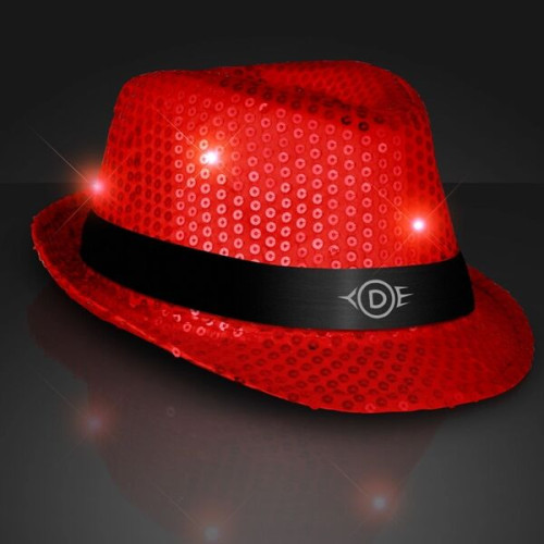 Shiny Single Colored Fedora Hats with Flashing Lights