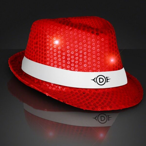 Shiny Single Colored Fedora Hats with Flashing Lights