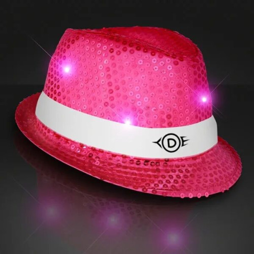 Shiny Single Colored Fedora Hats with Flashing Lights
