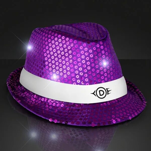 Shiny Single Colored Fedora Hats with Flashing Lights