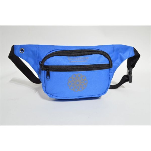 600D Polyester Fanny Pack w/ 3 Zippers (12.8"W X 5"H X 2"D)