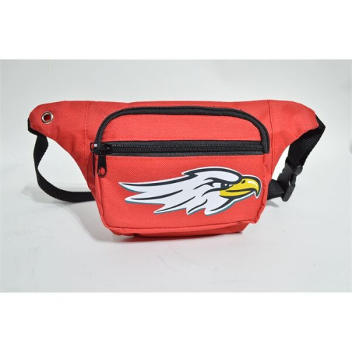 600D Polyester Fanny Pack w/ 3 Zippers (12.8"W X 5"H X 2"D)