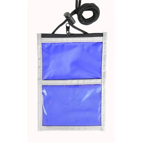 Two Tone Neck wallet pouch w/ front zipper & printed Lanyard