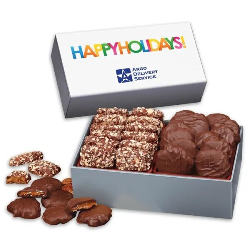 Toffee & Pecan Clusters in Gift Box w/ Happy Holidays Sleeve