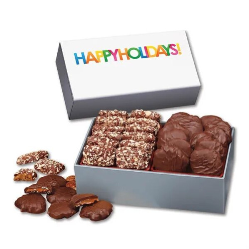 Toffee & Pecan Clusters in Gift Box w/ Happy Holidays Sleeve