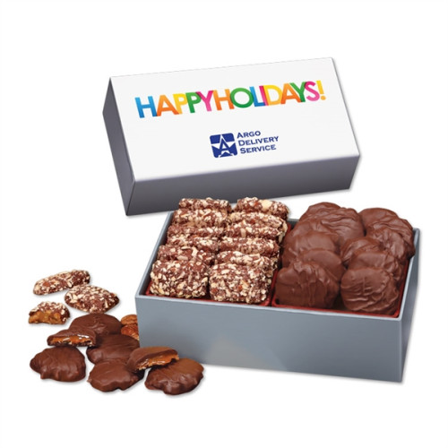 Toffee & Pecan Clusters in Gift Box w/ Happy Holidays Sleeve