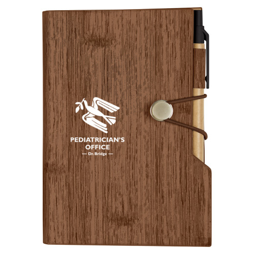 Woodgrain Look Notebook With Sticky Notes And Flags