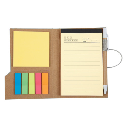 Woodgrain Look Notebook With Sticky Notes And Flags