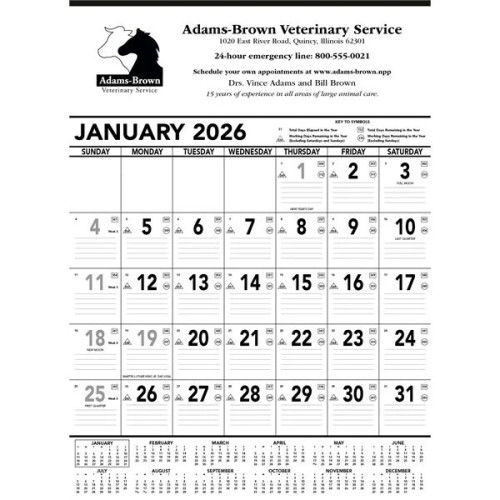 Triumph® Calendars Black & White Contractor Memo Calendar