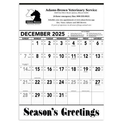 Triumph® Calendars Black & White Contractor Memo Calendar